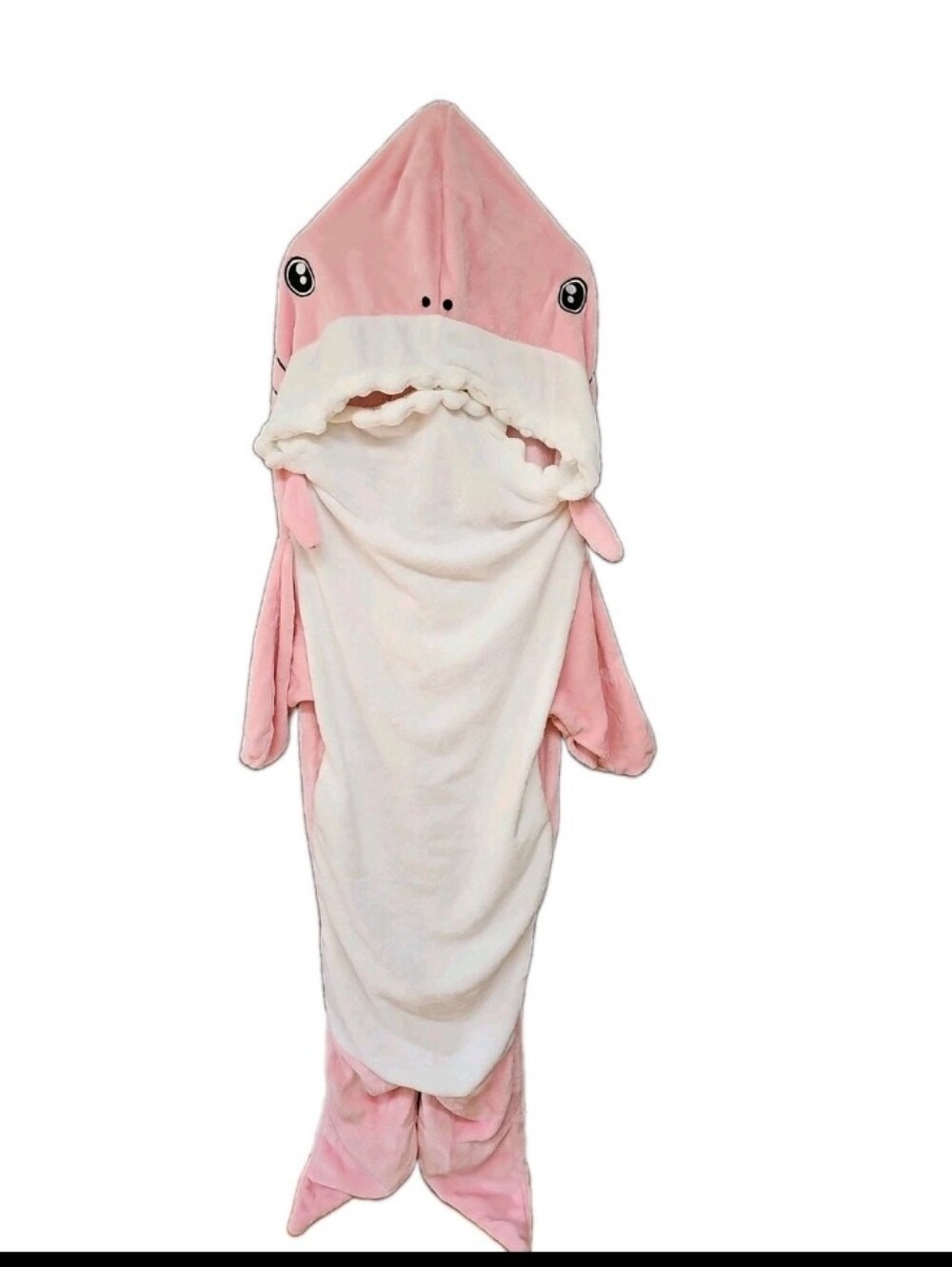 Touchat Wearable Shark Blanket, Pink White, Soft Velour, Size Medium For 59"-63"